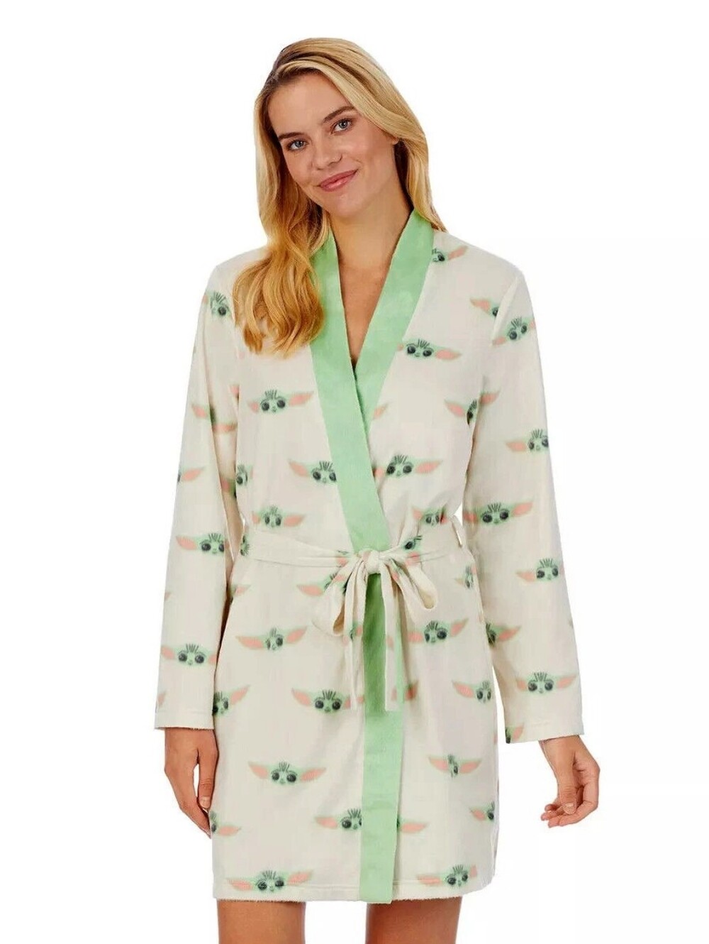 NEW Star Wars Mandalorian Grogu Baby Yoda Womens Silky Soft Fleece Robe Small